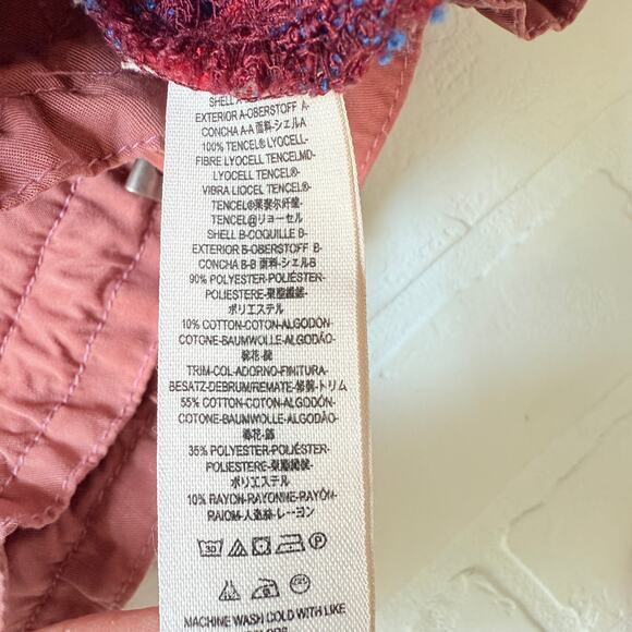 Free People Magpie Pink Rose Boho Lacey Crochet Oversized Jacket with Hood sz S - Picture 8 of 9